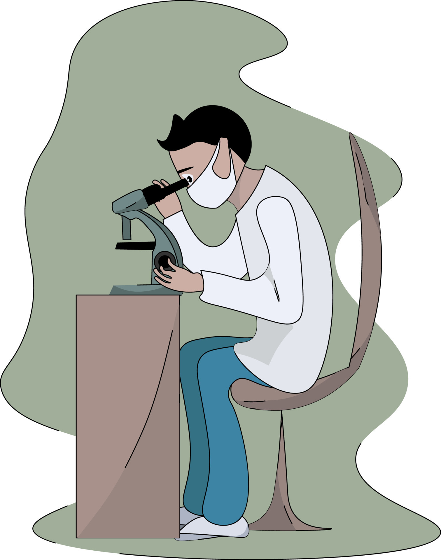 Microbiologist working, illustration, vector on white background