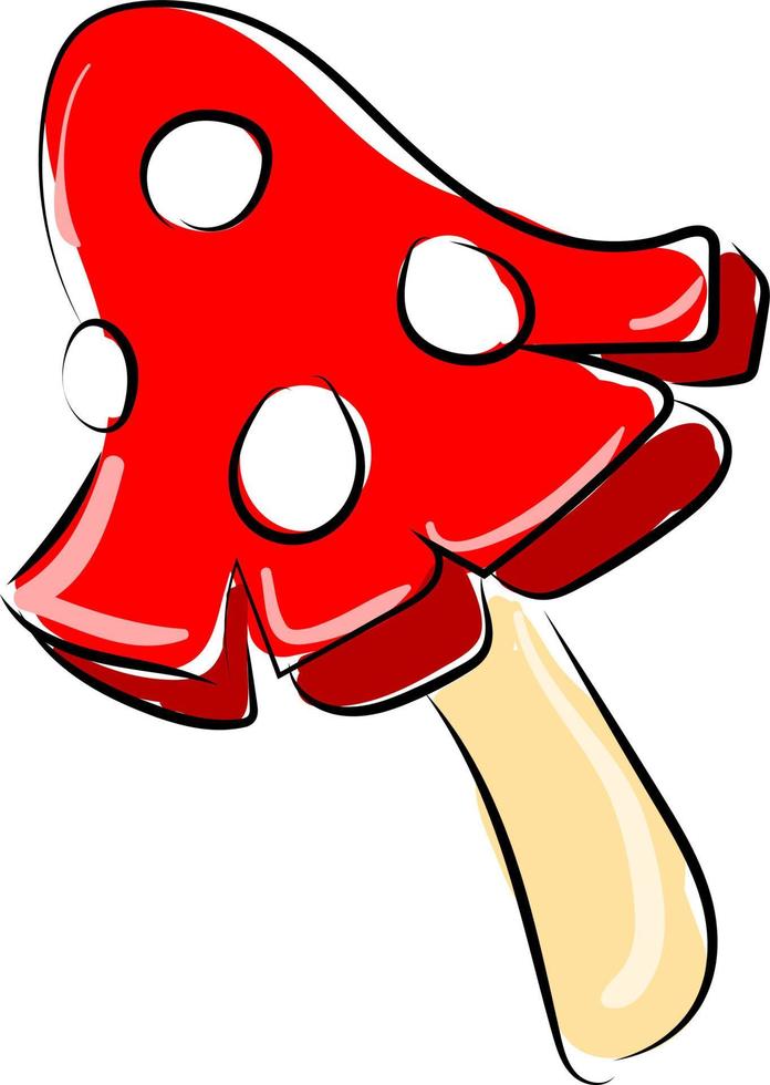 Red mushroom, illustration, vector on white background.