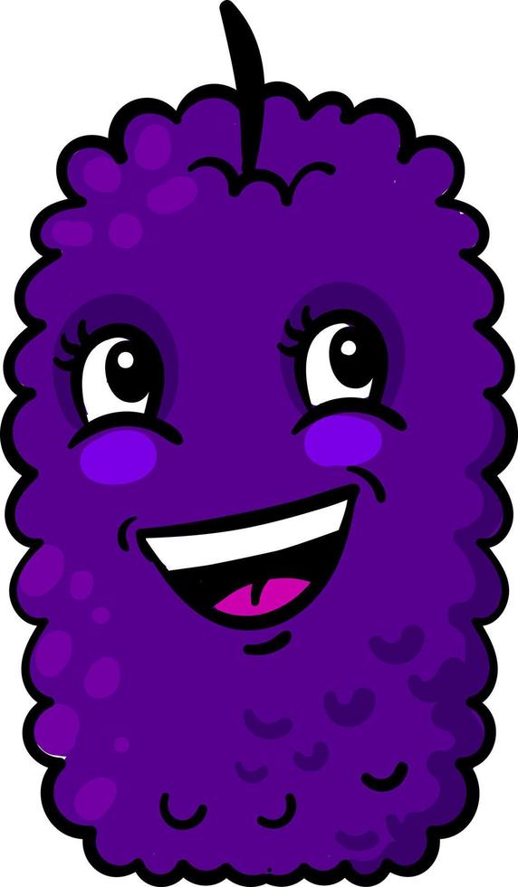 Purple mulberry laughing, illustration, vector on a white background.