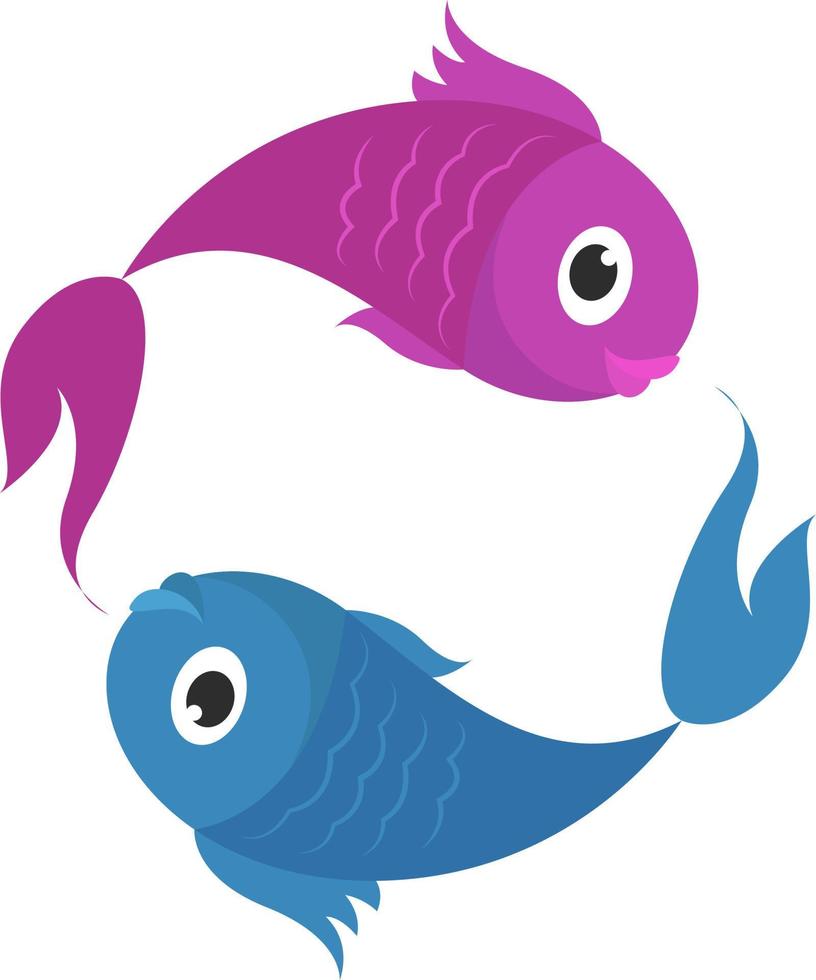 Pisces zodiac sign, illustration, vector on white background
