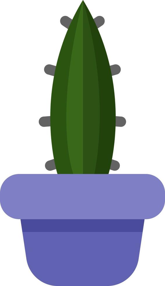 Ox tongue cactus in a purple pot, icon illustration, vector on white background
