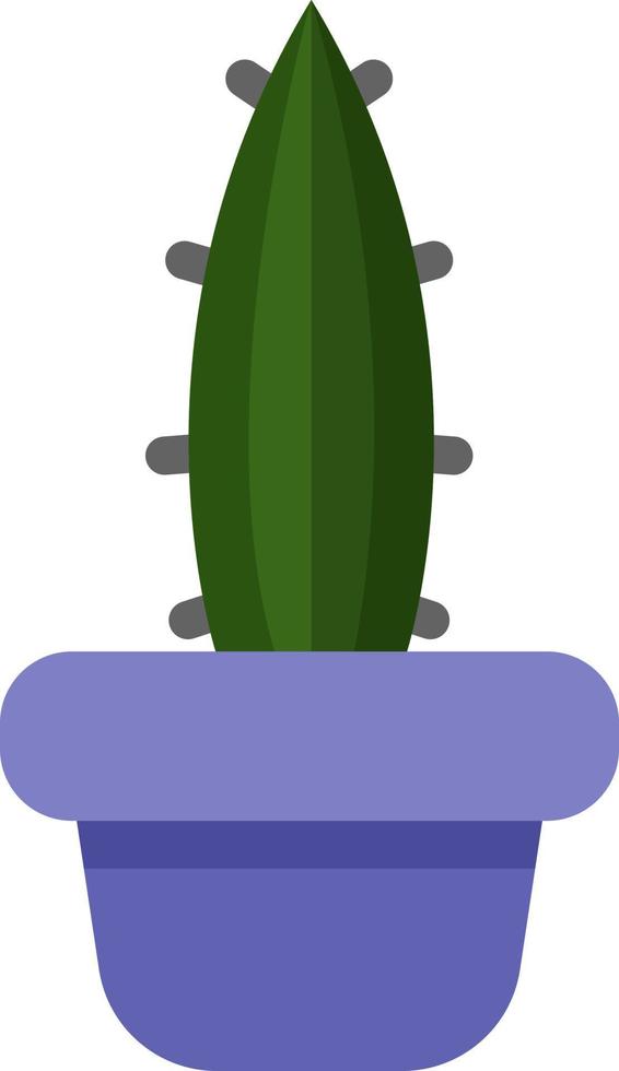 cactus de lengua de buey en una olla púrpura, ilustración de icono, vector sobre fondo blanco