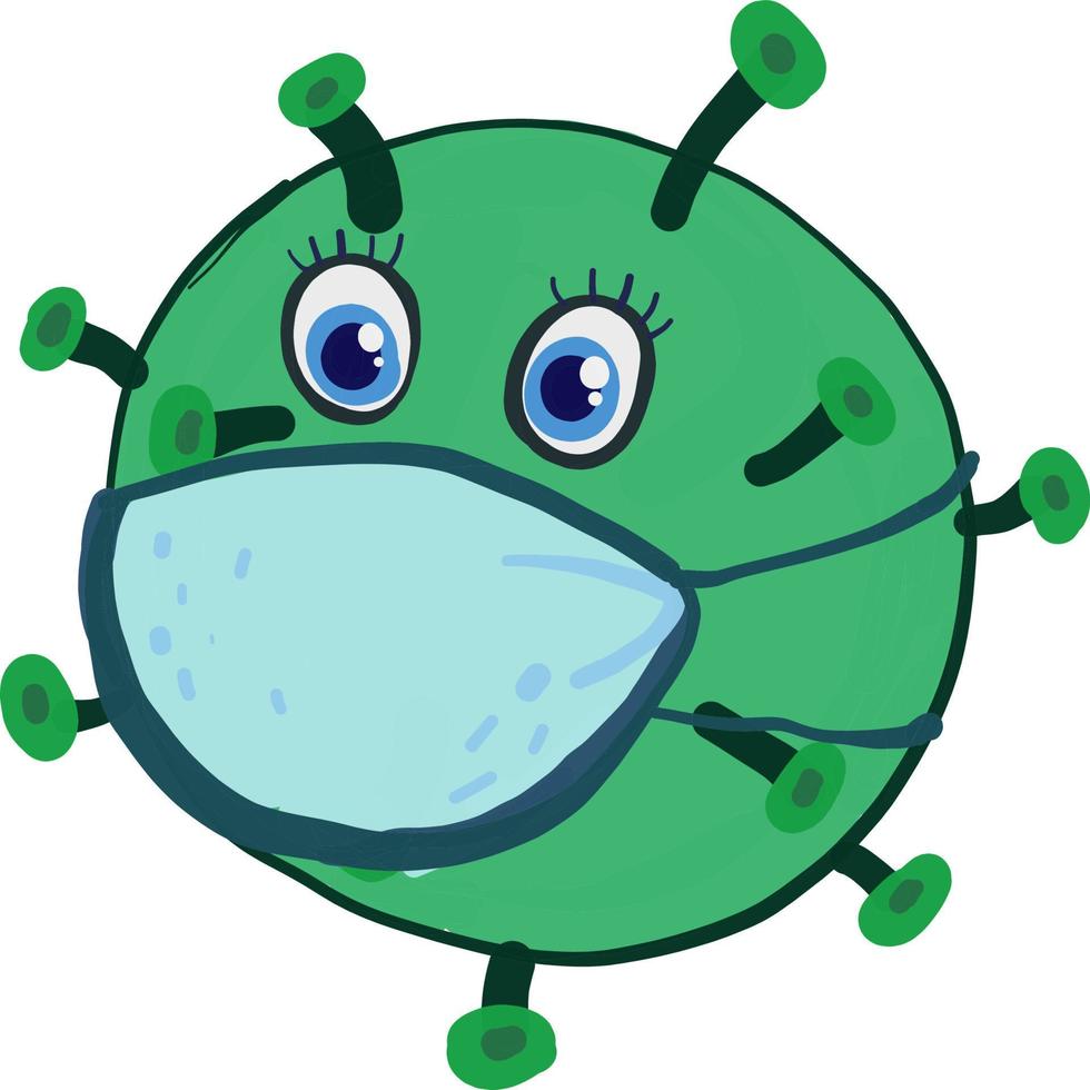 Coronavirus with medical mask, illustration, vector on white background