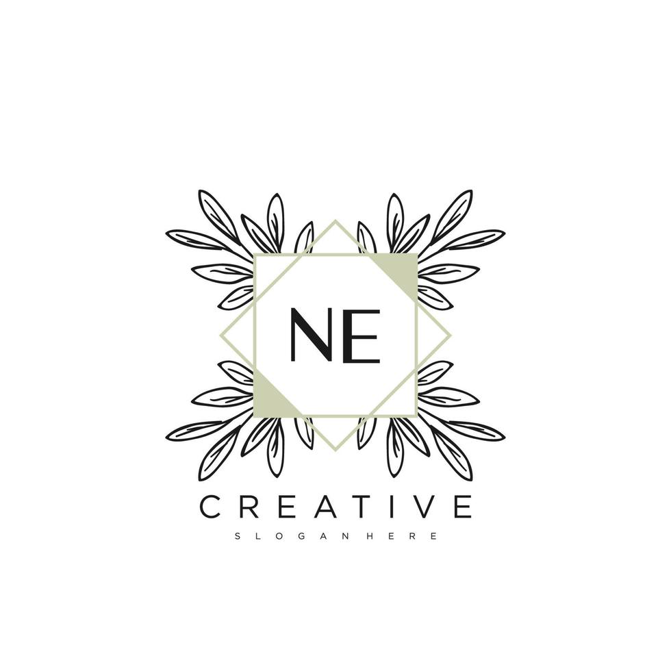 NE Initial Letter Flower Logo Template Vector premium vector art