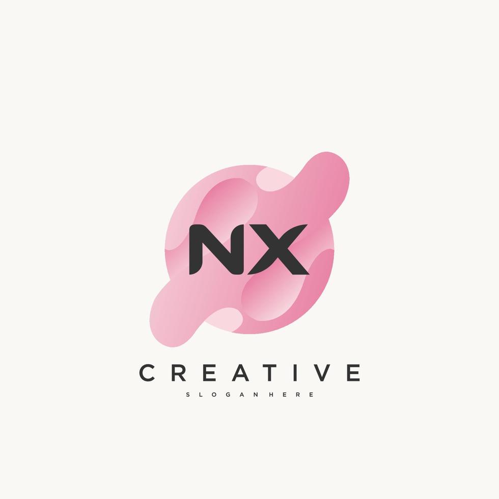 Vector de elementos de plantilla de diseño de icono de logotipo colorido de letra inicial nx