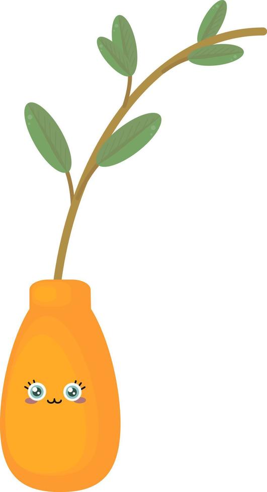 Yellow vase, illustration, vector on white background.