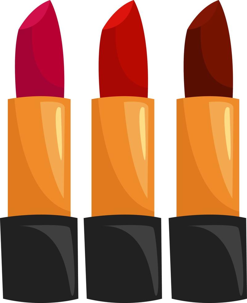 lápices labiales rojos, ilustración, vector sobre fondo blanco