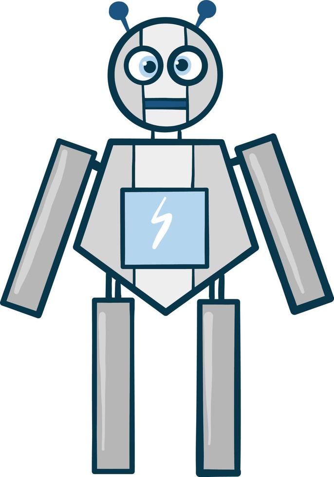 Surprised robot, illustration, vector on white background.