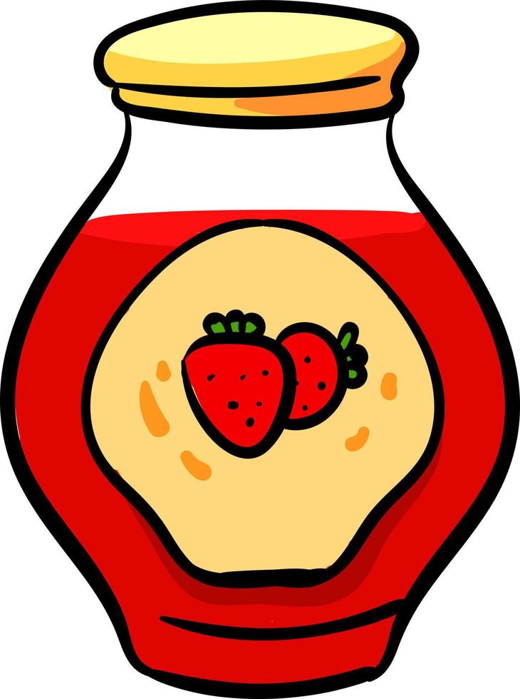 Strawberry jam, illustration, vector on a white background.