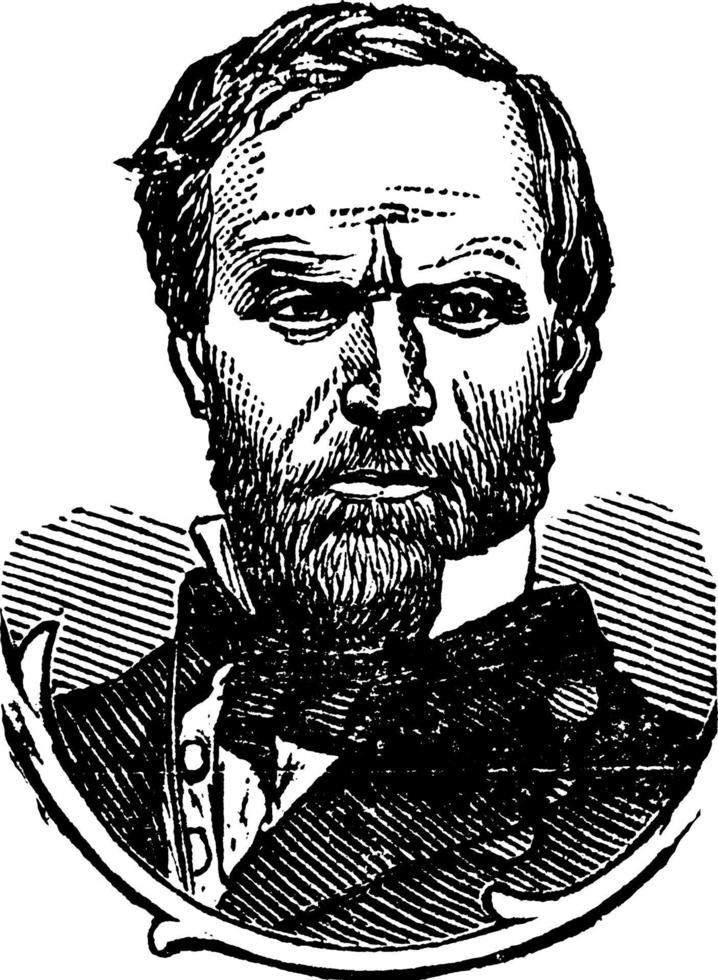 General William Tecumseh Sherman, vintage illustration vector