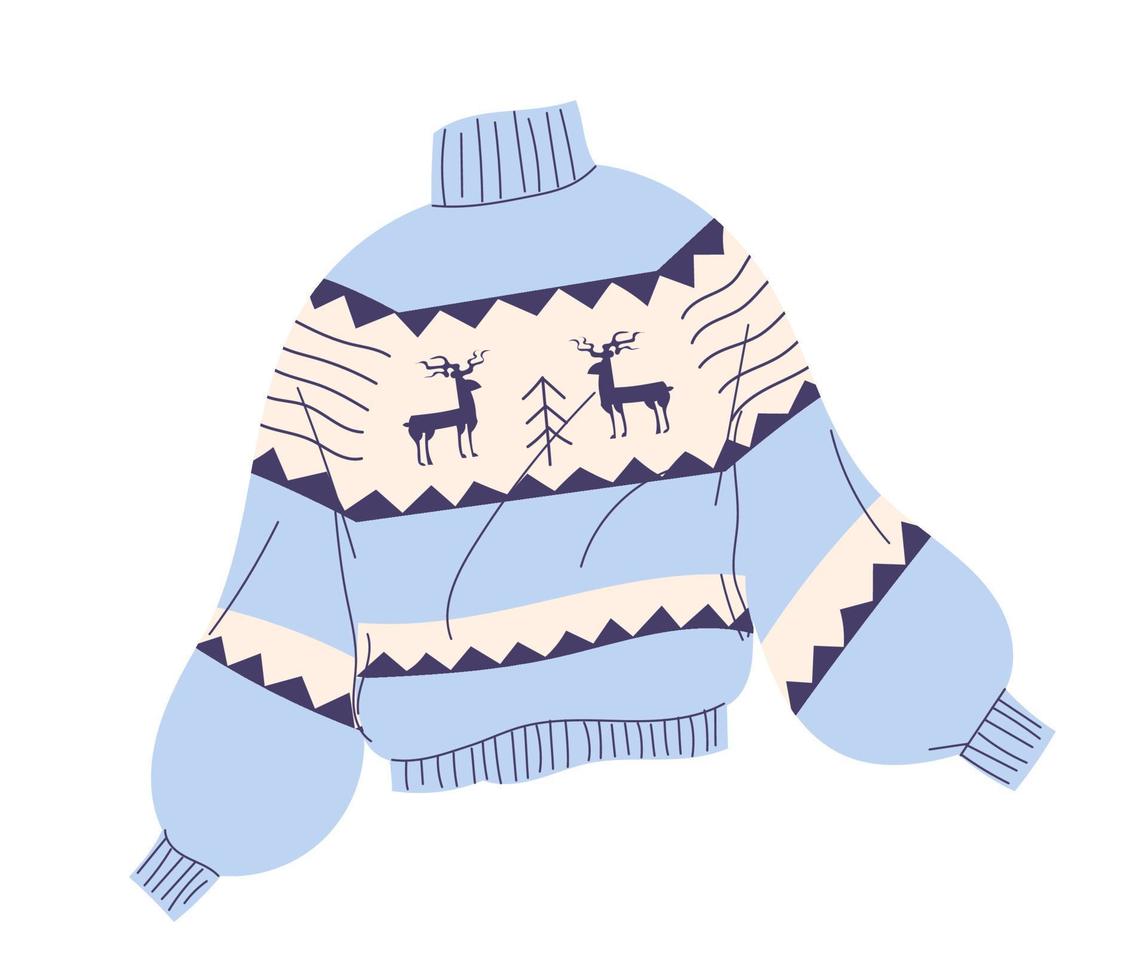 Warm knit sweater element of winter clothes and outerwear vector