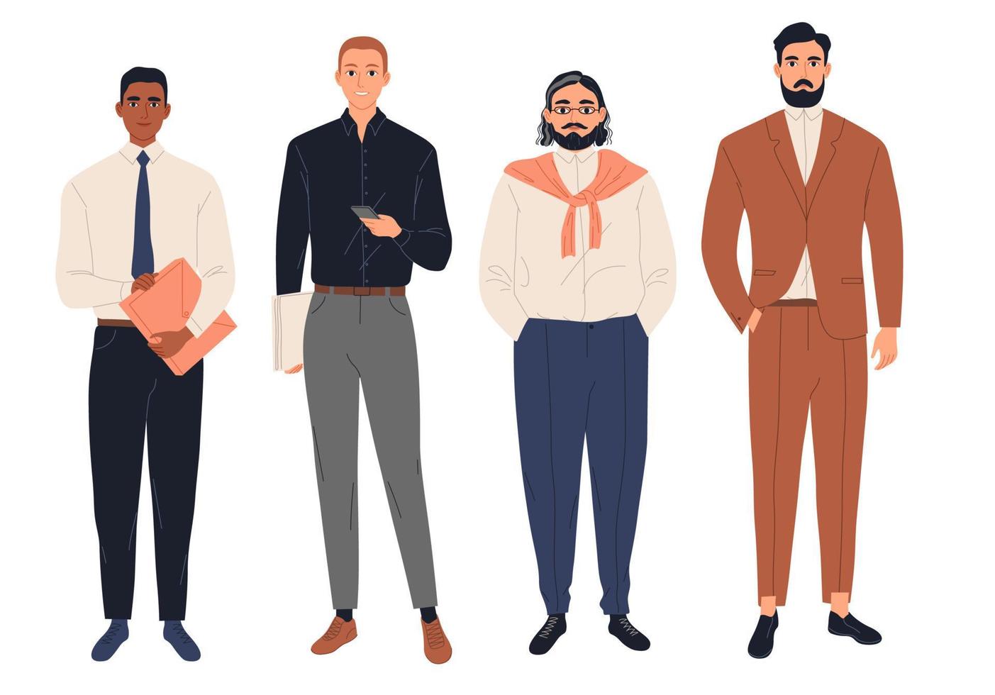 Group of business men. Male workers, entrepreneurs, employees vector