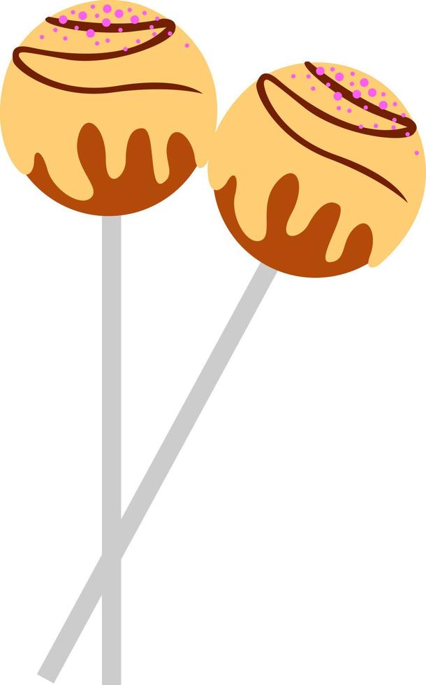 Pop cake on stick, illustration, vector on white background.