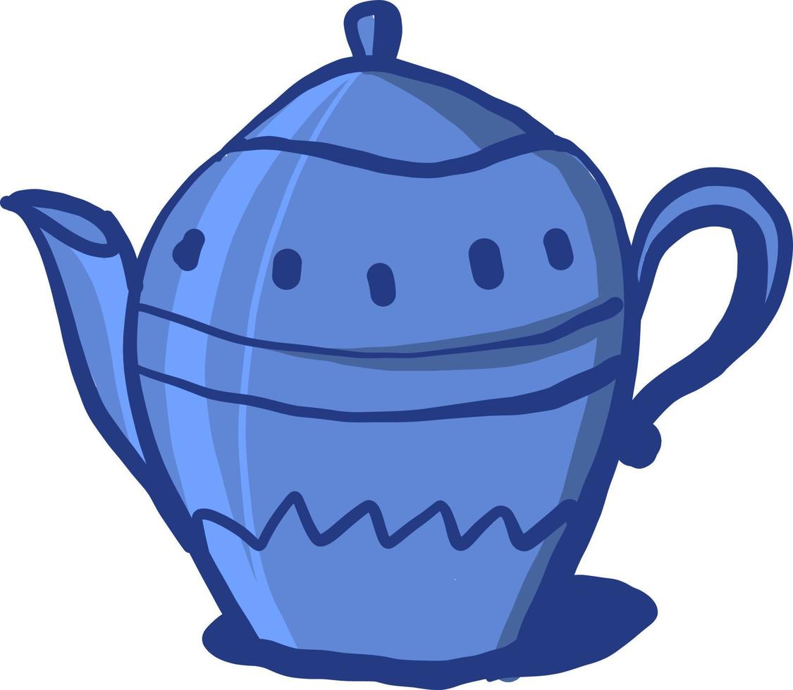 Blue tea pot, illustration, vector on white background