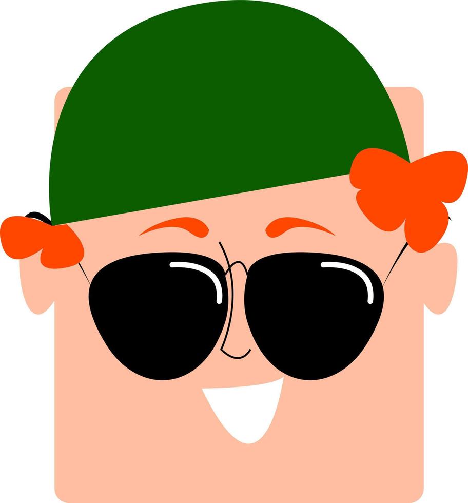 Man with green hat, illustration, vector on white background