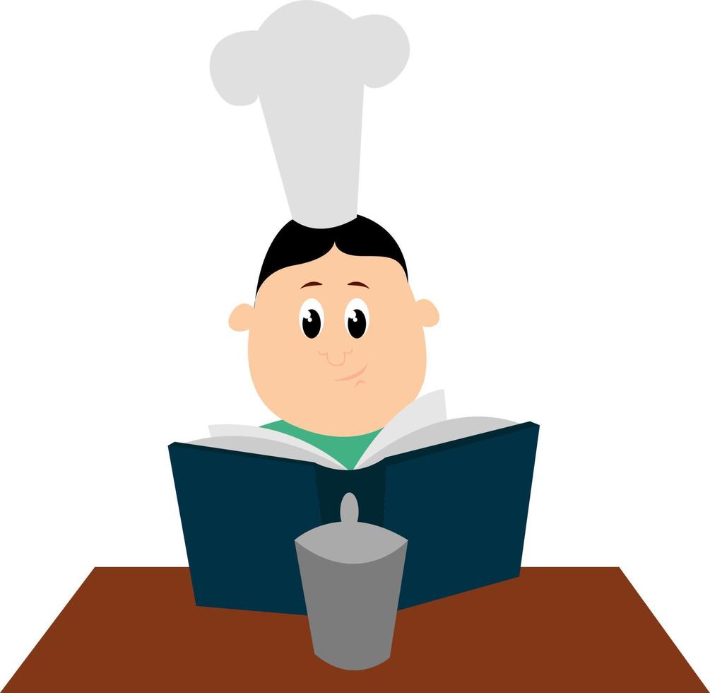 Cook book, illustration, vector on white background.