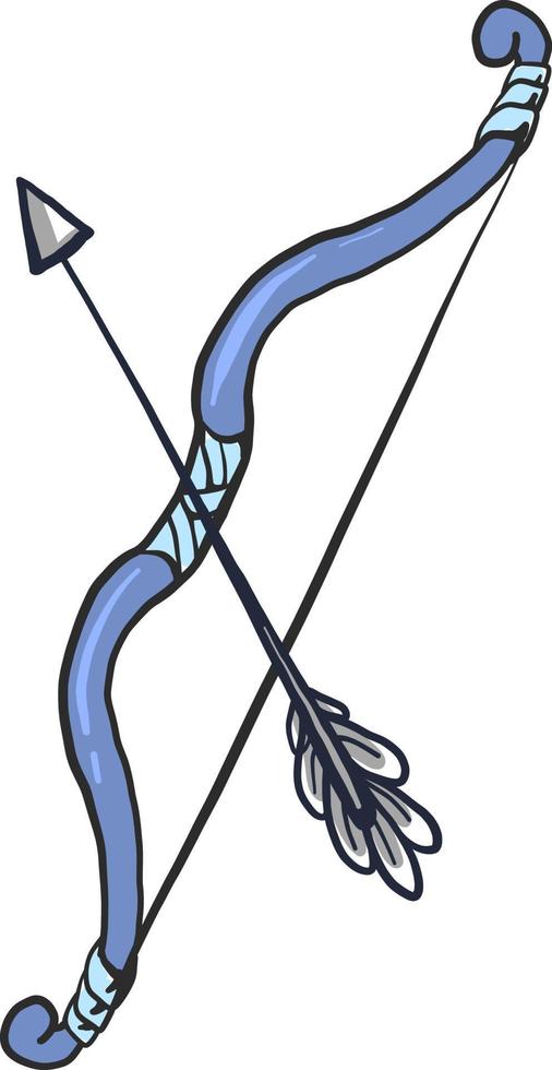 Blue bow and arrow,illustration,vector on white background vector