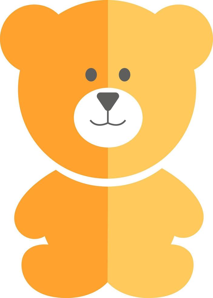 Yellow and orange bear toy, illustration, vector on white background.