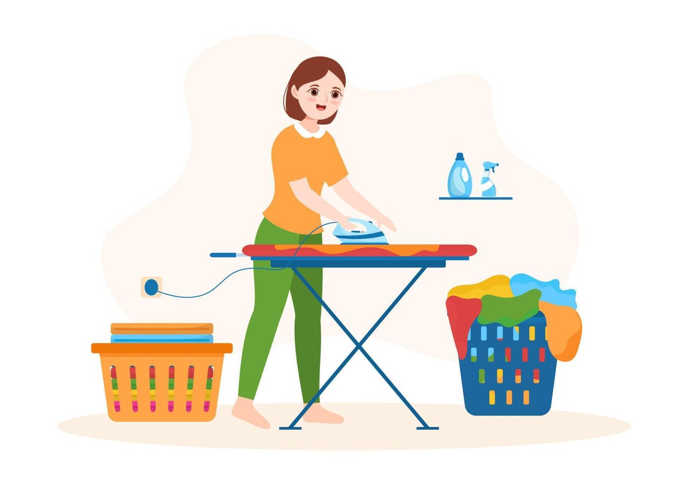 Dry Cleaning Store Service with Washing Machines, Dryers and Laundry for Clean Clothing in Flat Cartoon Hand Drawn Templates Illustration vector