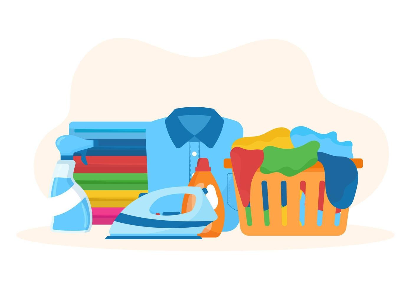 Dry Cleaning Store Service with Washing Machines, Dryers and Laundry for Clean Clothing in Flat Cartoon Hand Drawn Templates Illustration vector