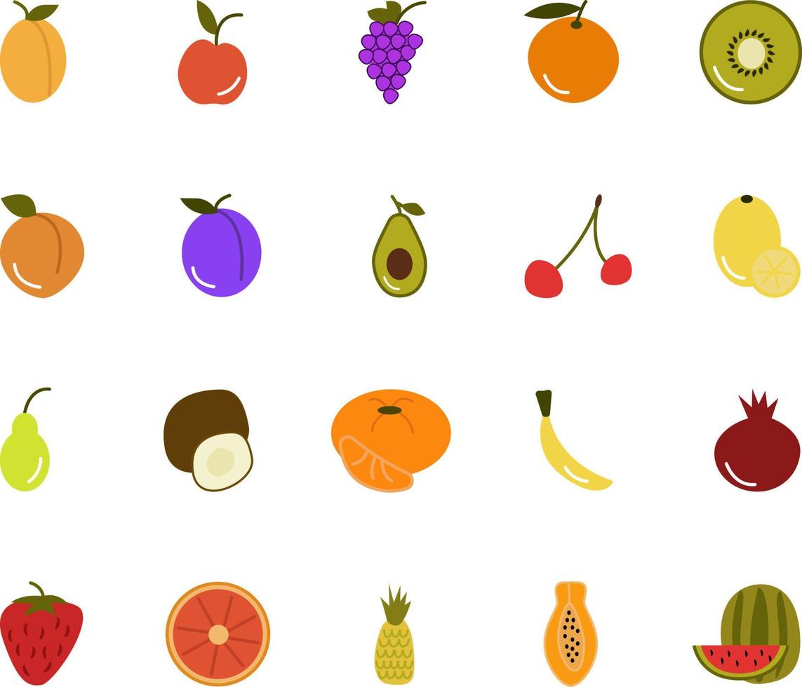 frutas dulces frescas, ilustración, vector, sobre un fondo blanco. vector