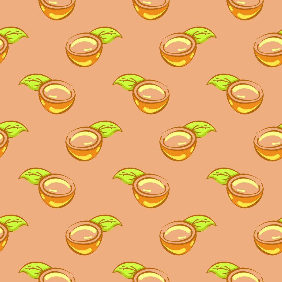 Half of coconut , seamless pattern on a orange background. vector