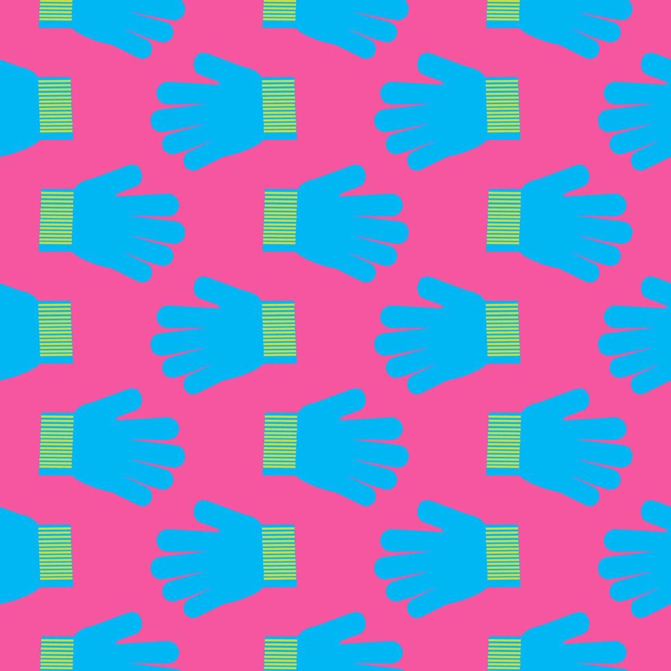 Blue gloves,seamless pattern on hot pink background. vector