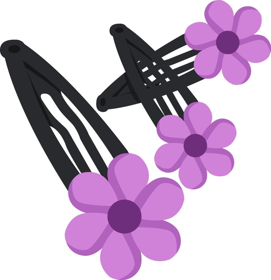 Flower hair clips, illustration, vector on white background