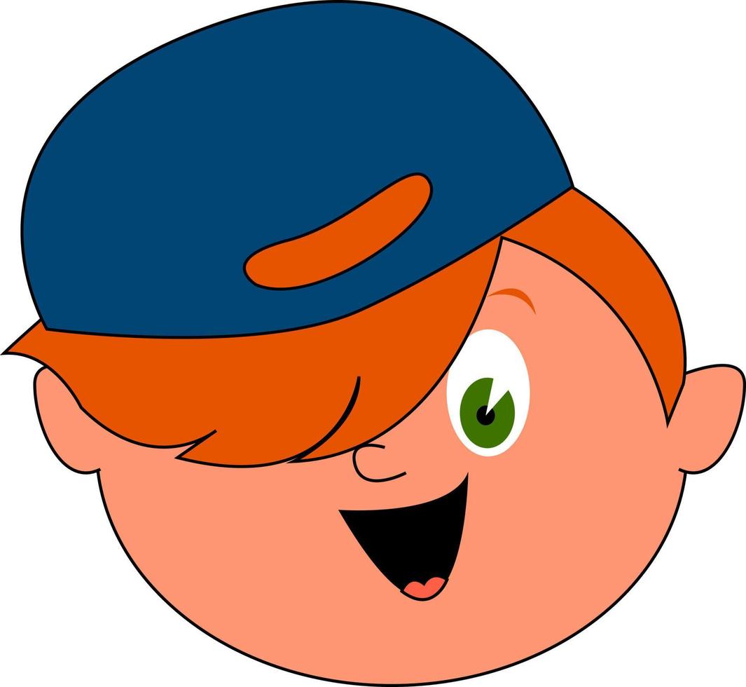 Boy with blue cap, illustration, vector on white background