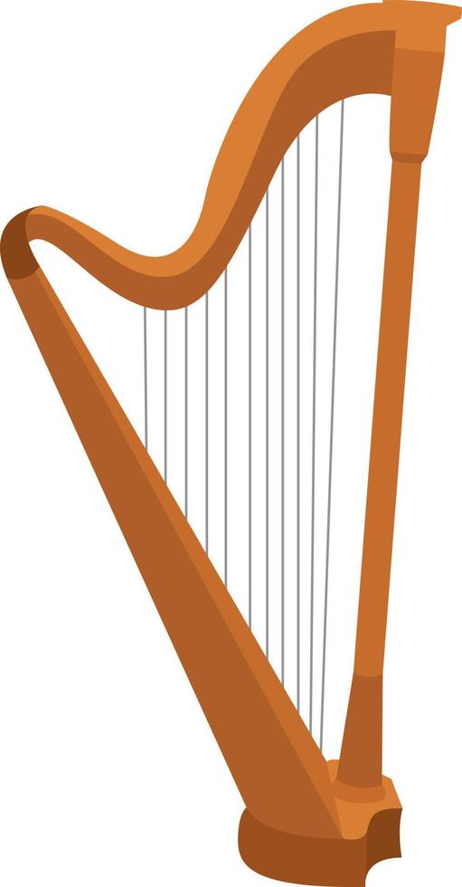 Harp instrument, illustration, vector on white background