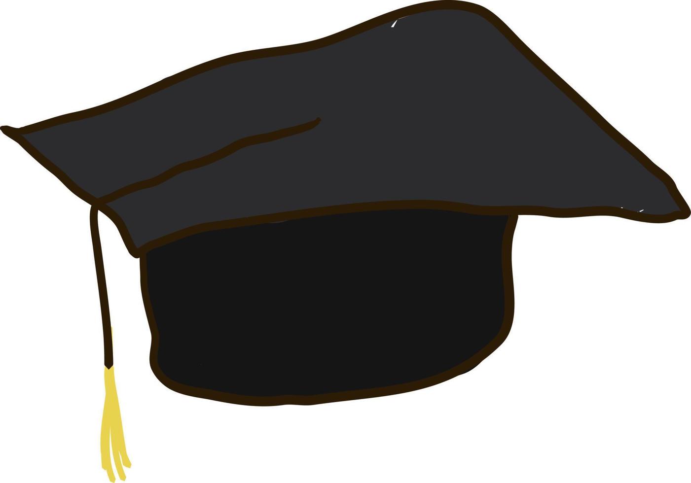 Black school hat, illustration, vector on white background.