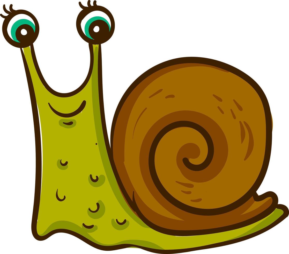 Happy snail, illustration, vector on a white background.
