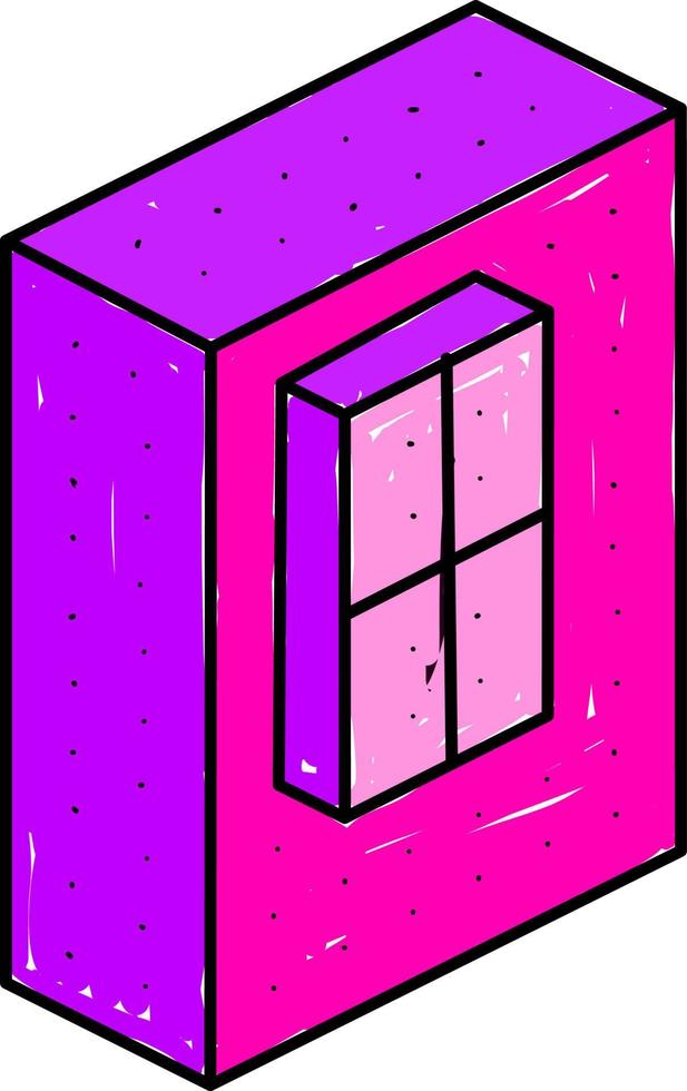 ventana isométrica púrpura, ilustración, vector sobre fondo blanco