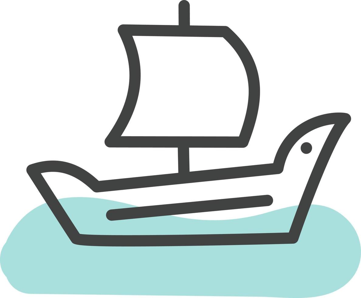 White sail ship, illustration, vector, on a white background. vector