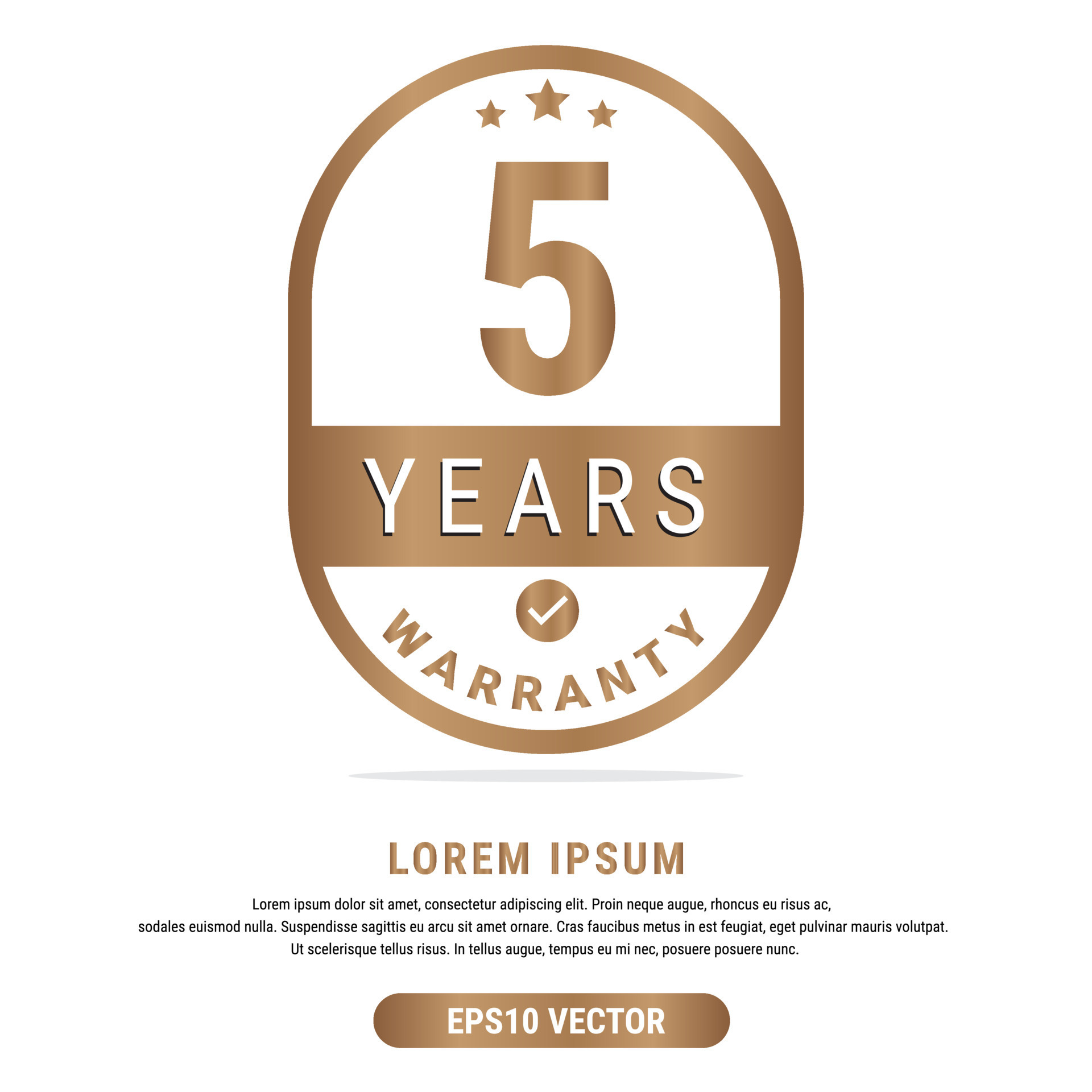 5 Year warranty vector art illustration in emas color with fantastic