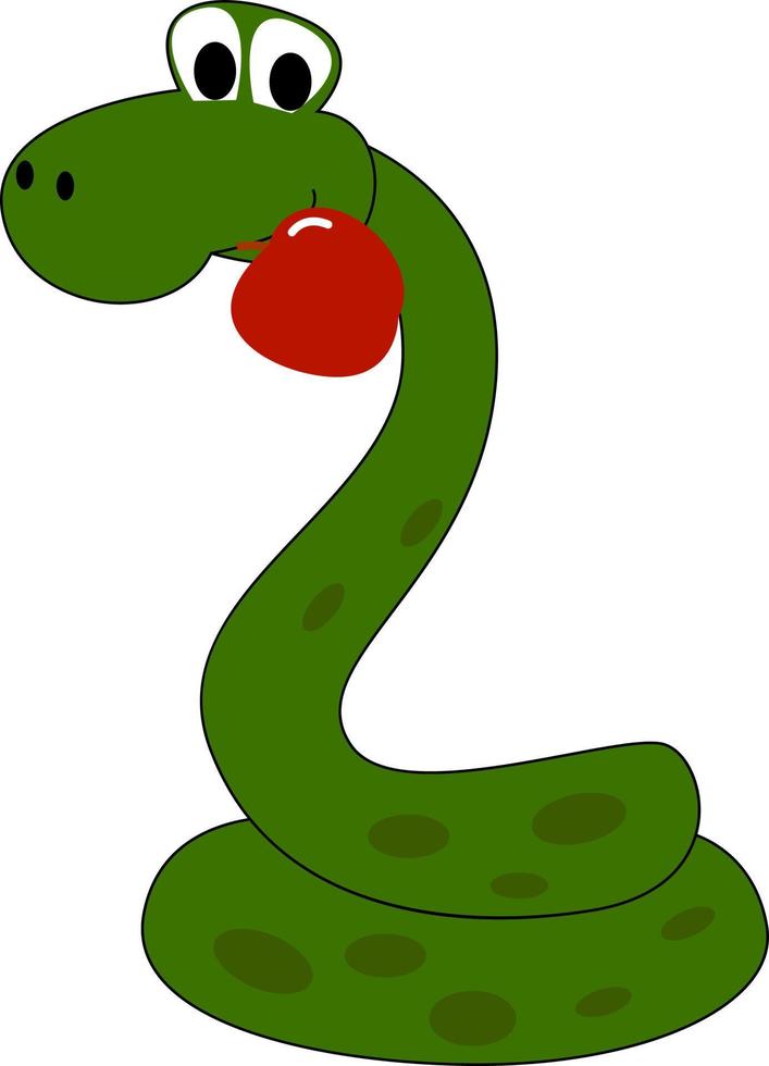 serpiente con manzana, ilustración, vector sobre fondo blanco.