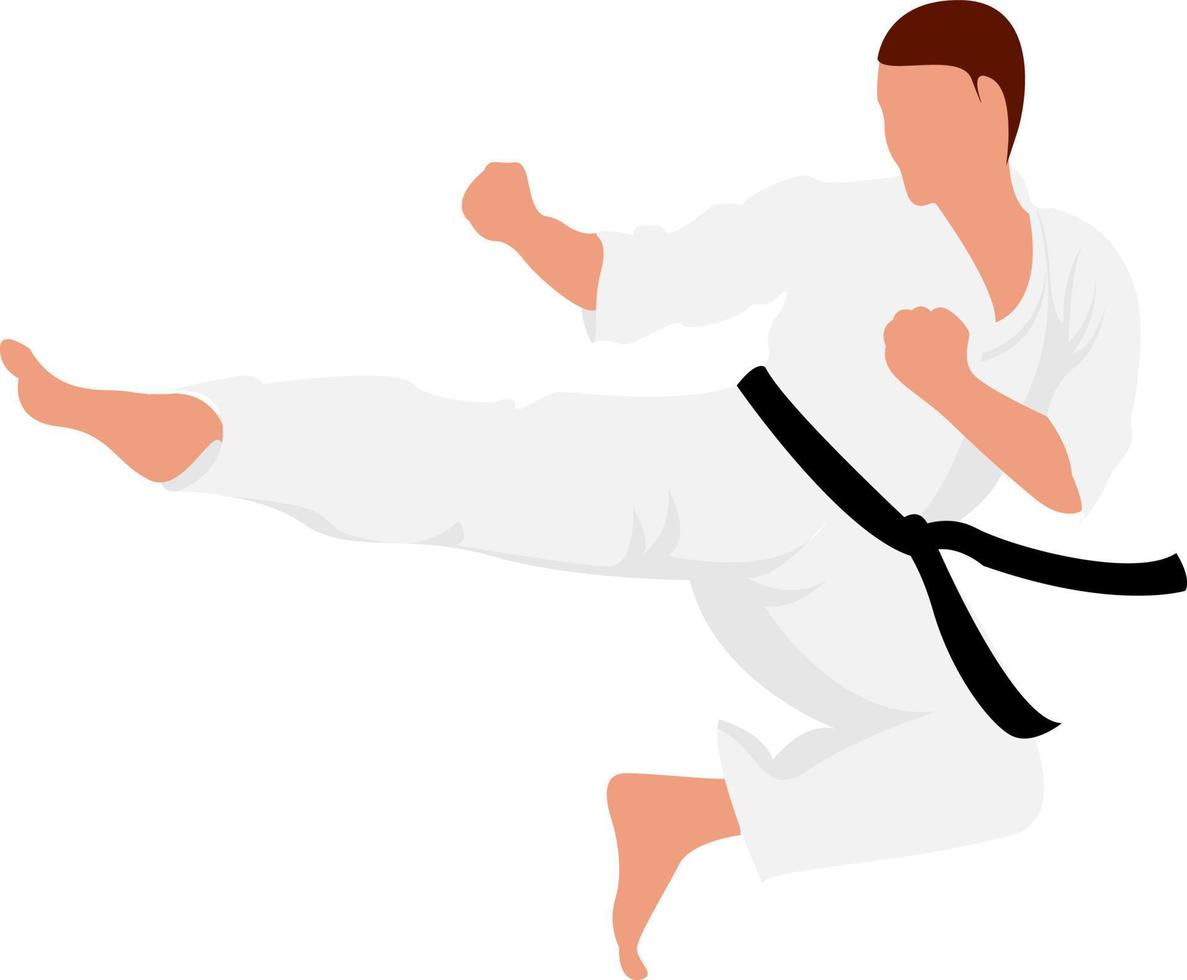 Karate man, illustration, vector on white background.