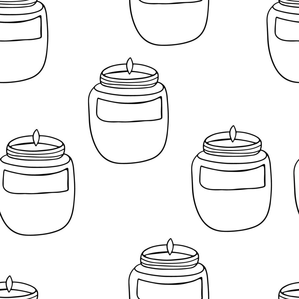 Seamless pattern doodle Candle in a glass jar on a transparent background vector