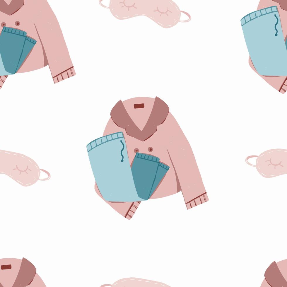 Seamless pattern Pajamas and Sleep mask vector