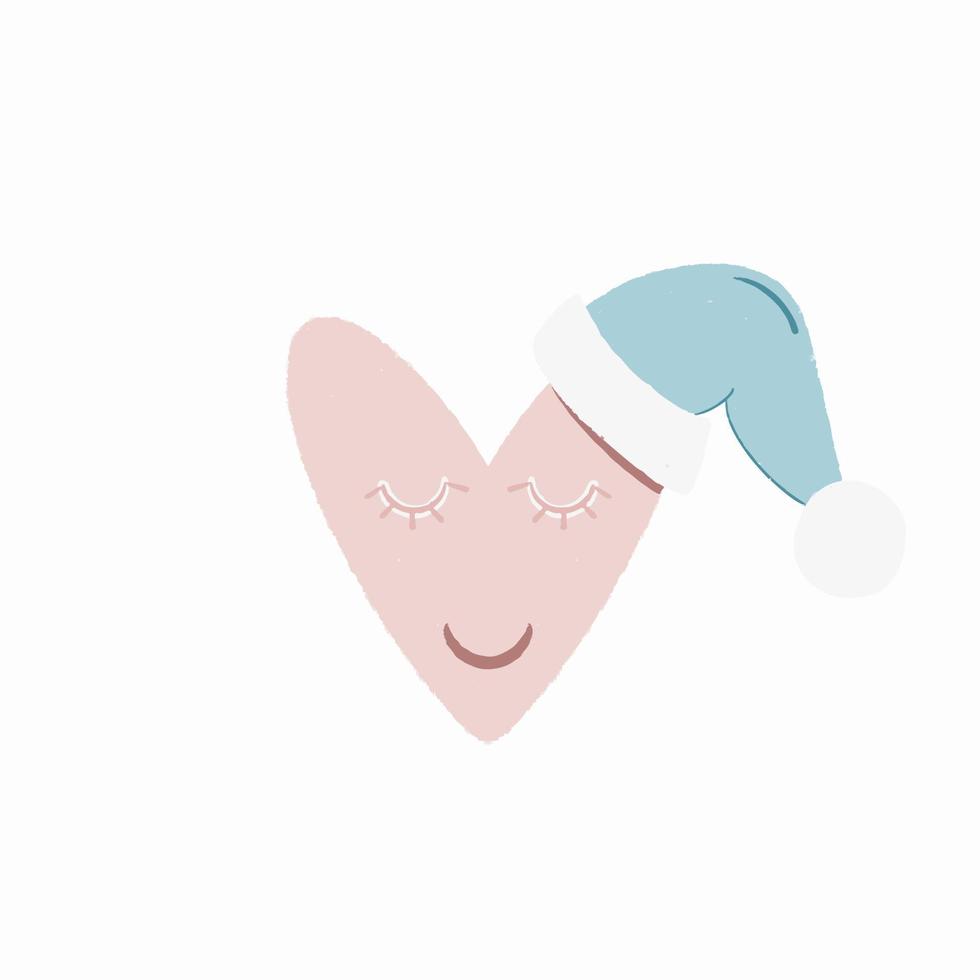 Pink sleeping heart with hat hand drawn style vector