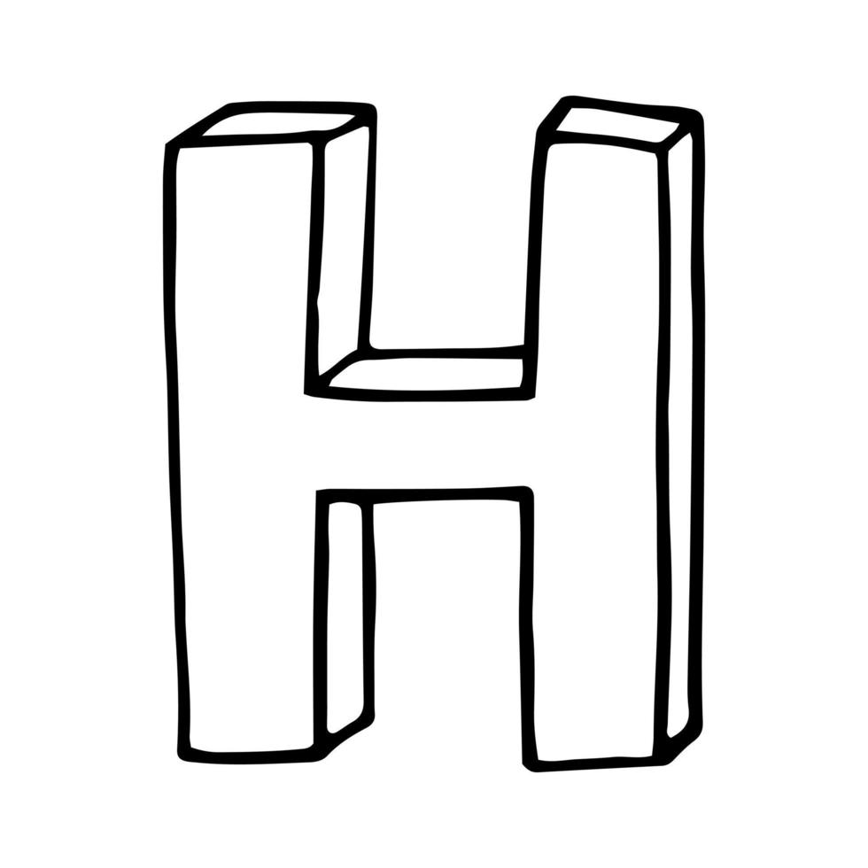 letter H hand drawn in doodle style. sketch, vector, font, handwriting vector