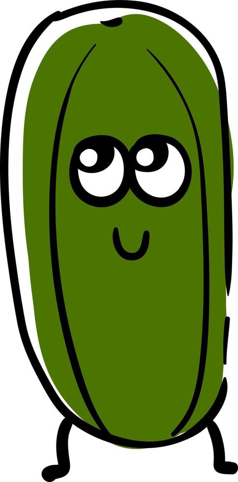 Happy cucumber, illustration, vector on white background.