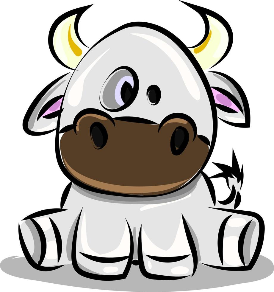 Sitting cow, illustration, vector on white background.