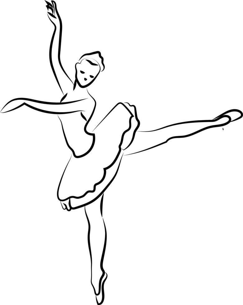 Ballerina silhouette, illustration, vector on white background.
