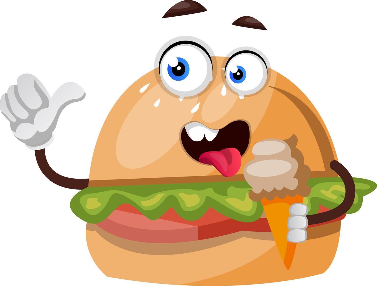 Hamburguesa con helado, ilustración, vector sobre fondo blanco.