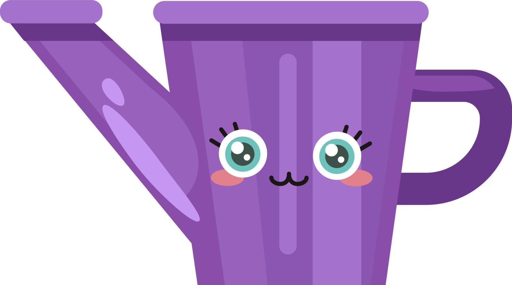 Purple watering can, illustration, vector on a white background.