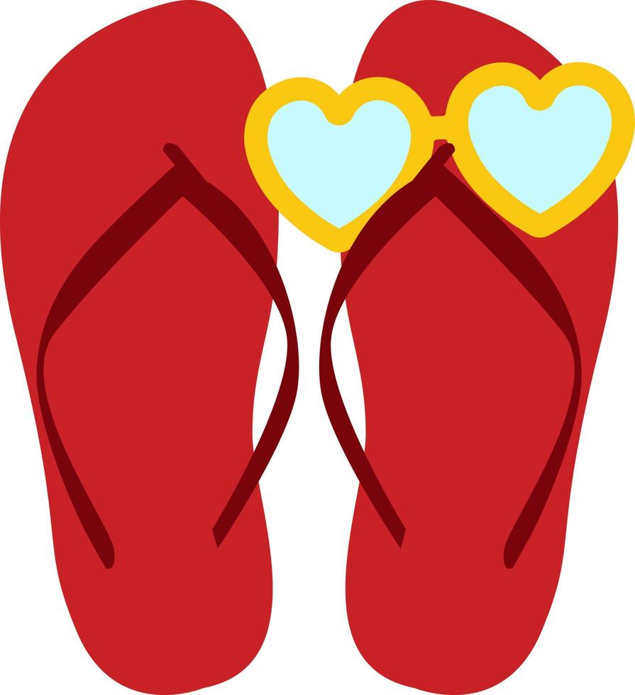 Red slippers, illustration, vector on white background.