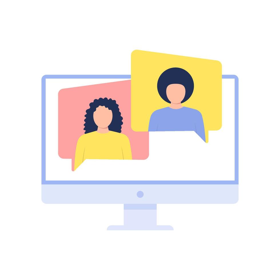 Girl and boy talking on video call. Video call application icon vector