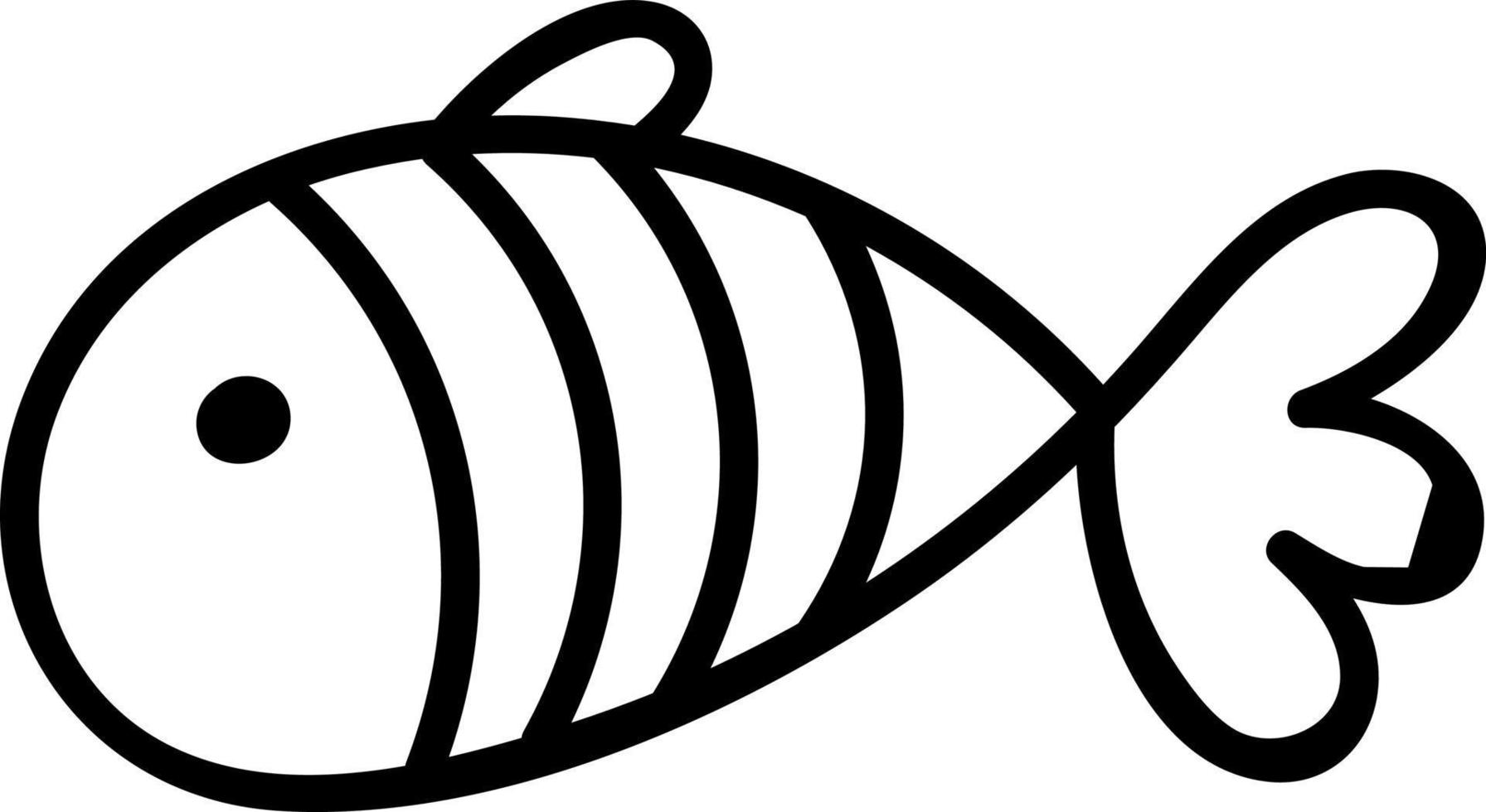 White fish with three stripes, illustration, vector on white background.