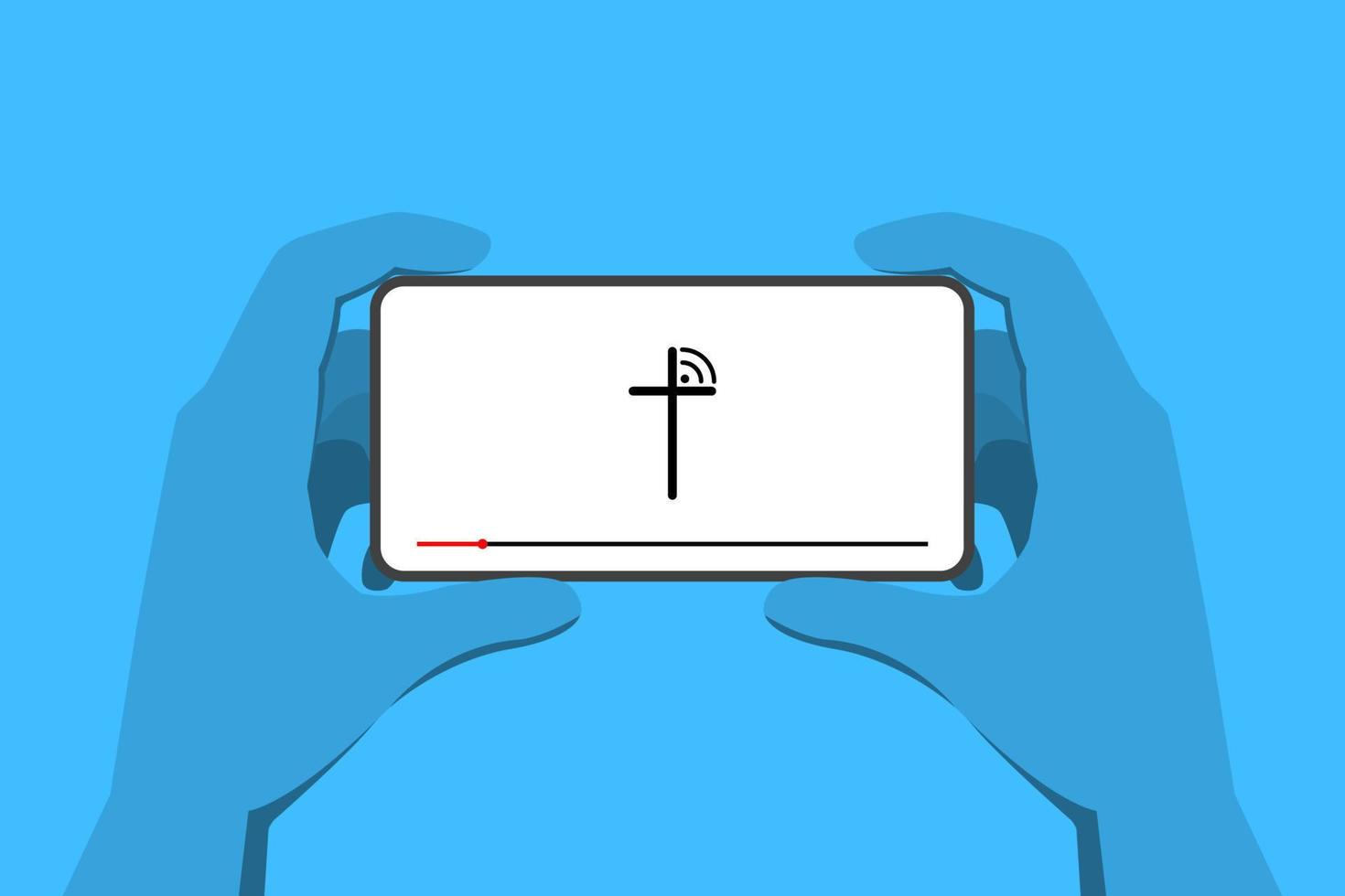 View the broadcast from the church using your phone. Online church concept vector